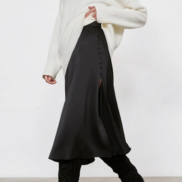 Nwt! Commense Side Buttoned Slit Midi Skirt - Picture 2 of 9